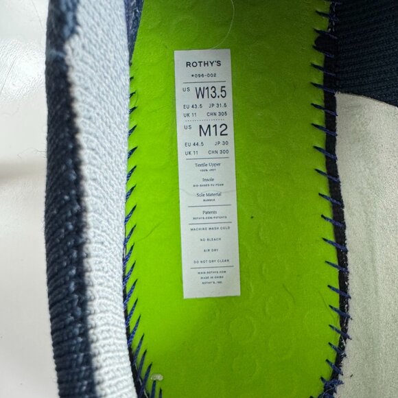 ROTHYS RS02 Classic Sneakers Unisex M12 W13.5 Navy Knit Lace Up Low Top Shoe - Picture 6 of 10